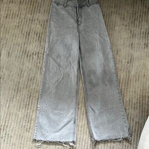 Mango Gray Wide-Leg Flare Jeans